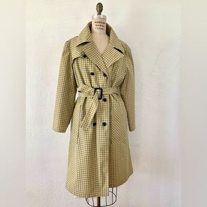 Vintage Sears Yellow Check Belted Trenchcoat with Removable Lining - Size Large